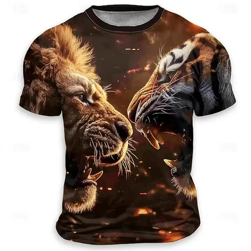 Trendy Cool Beast Tiger Graphic T Shirts For Men Summer Casual Crew Neck Short Sleeve Fashion Street Y2k Unisex Tops