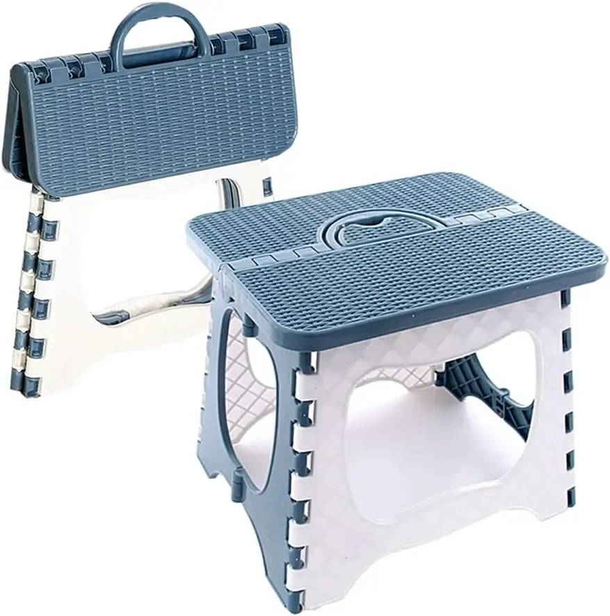 

Folding Step Stool Compact Plastic Foldable Step Stool Holds Up To 200 Lbs,12 Hes, 30Cm，Anti Slip(Blue) 1Pcs