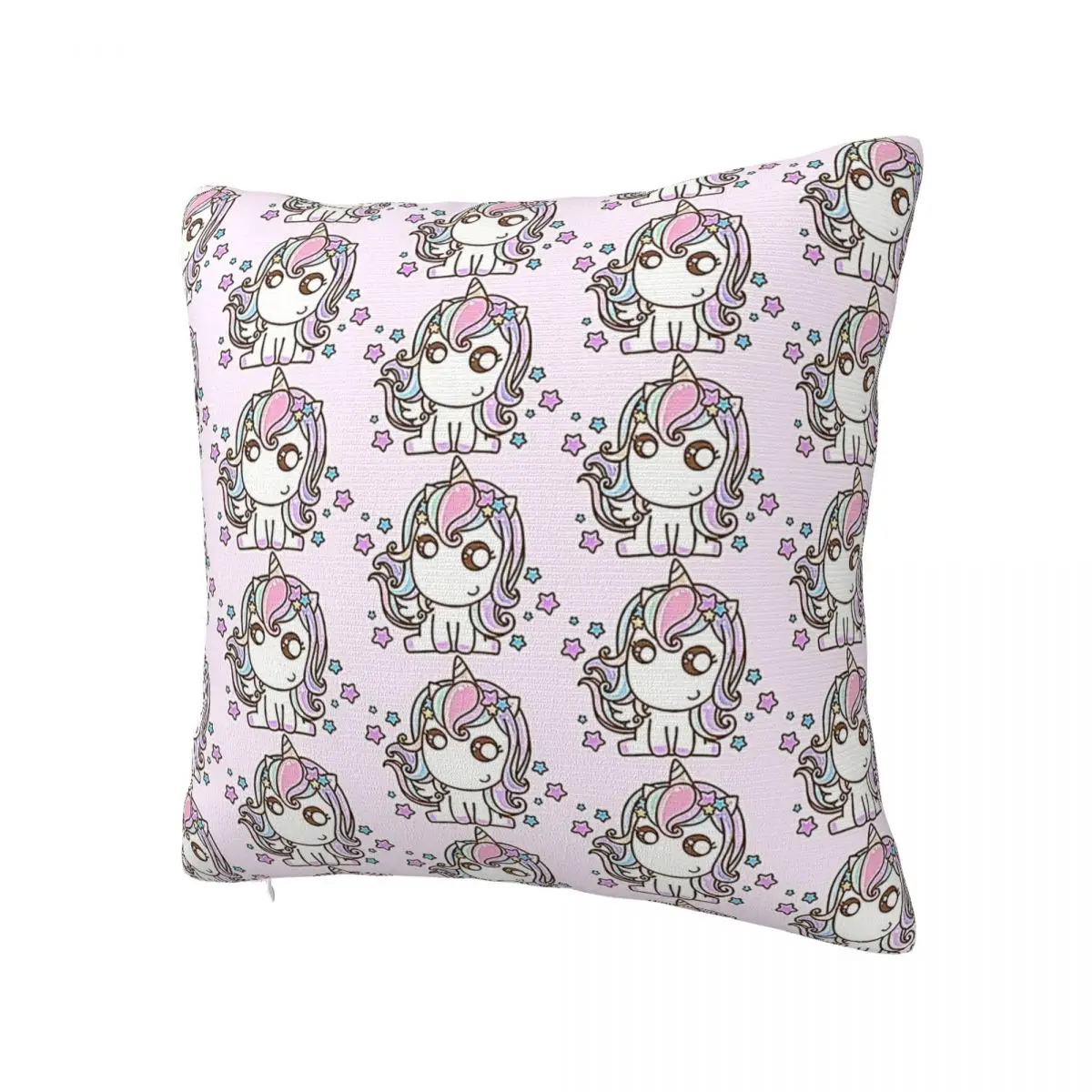 Kawaii Unicorn Rainbow Twinkle Stars Square Pillow Square Pillow White Square pillow