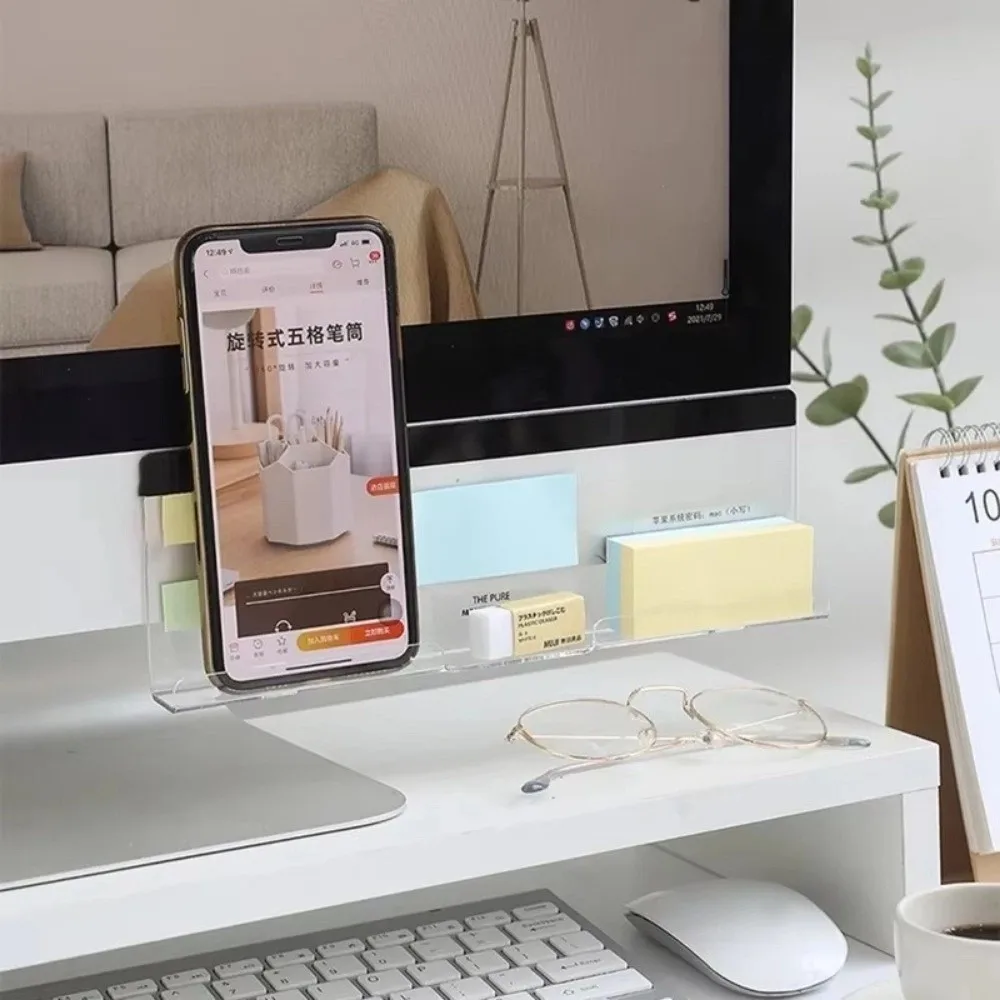 Self-adhesive Message Storage Board Transparent Under Computer Monitor Message Board Office Desk Side Storage Rack