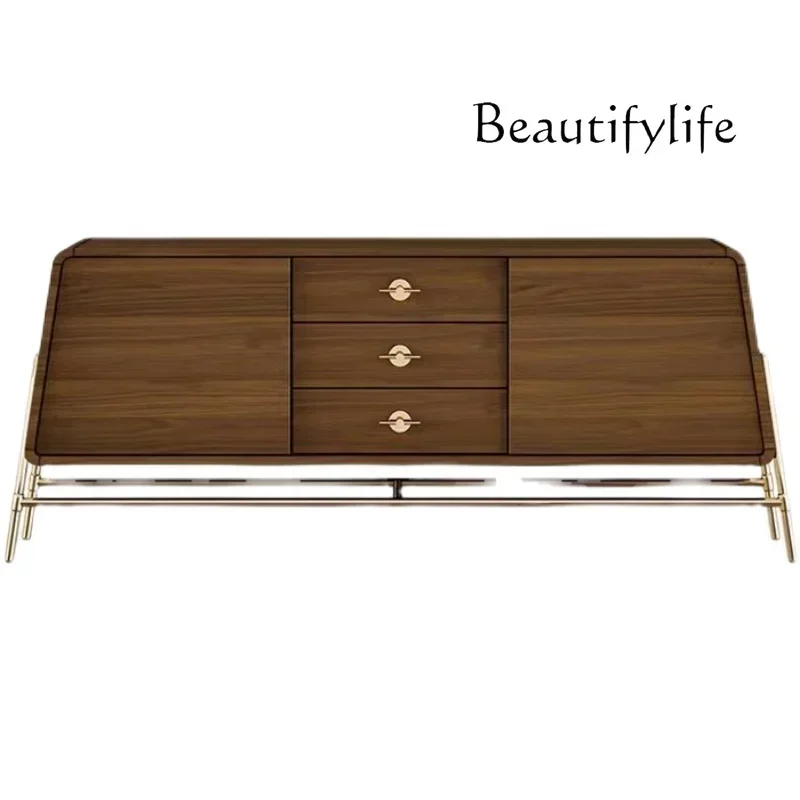 

LXAmerican light luxury creative solid wood dining edge modern simple small apartment stainless steel baseSSS