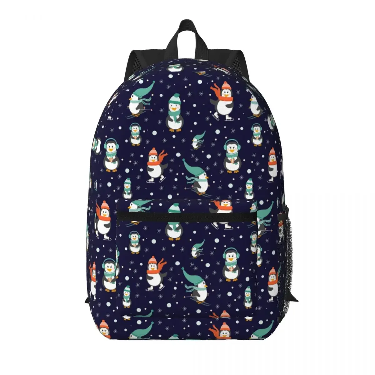 Playful Penguin Dance In Snow Student Backpack School Bag Hiking Travel Daypack for Men Women Bookbag Shoulder Bags