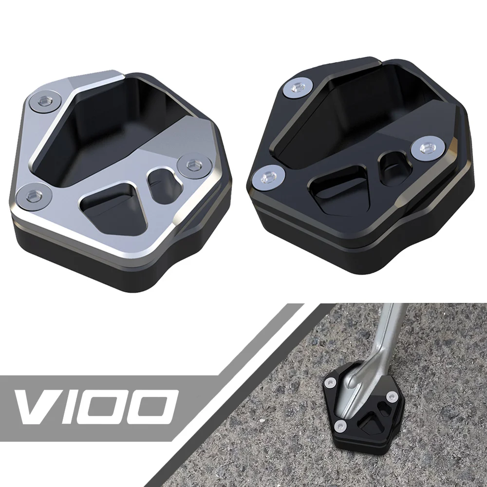 

V100 2023 2024 Motorcycles Accessories Foot Side Stand Enlarger Plate Pad Kickstand Extension For Moto Guzzi V 100 Mandello S