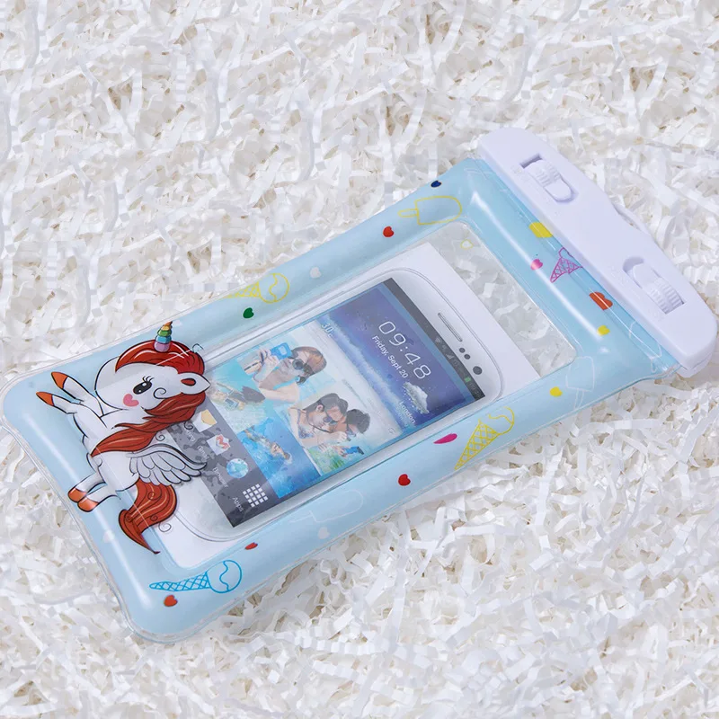 Ins Hạc Hoạt Hình Túi Khí Đa Năng Túi Chống Nước Điện Thoại Bơi Túi Chống Nước Di Động Cho IPhone Xiaomi Huawei Samsun