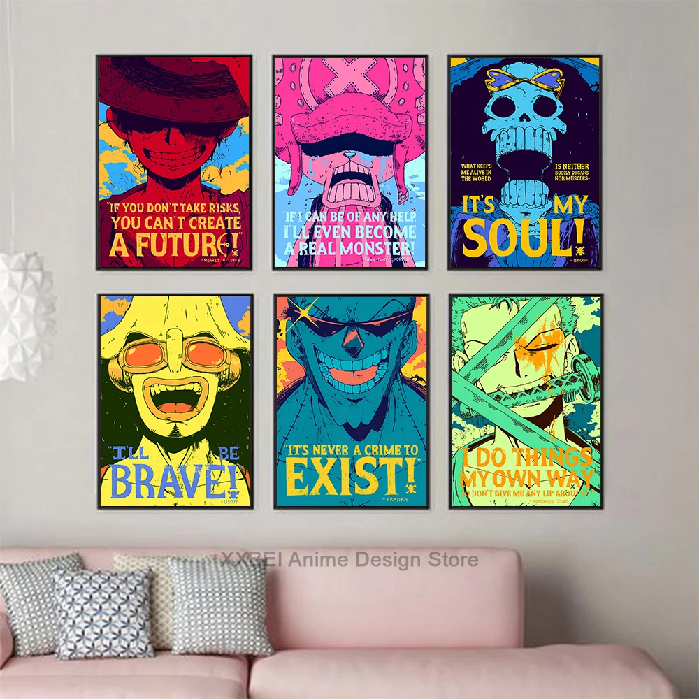 Strohhut Piraten japanische beliebte Anime One Piece Poster Schlafzimmer Nachttisch Wandaufkleber