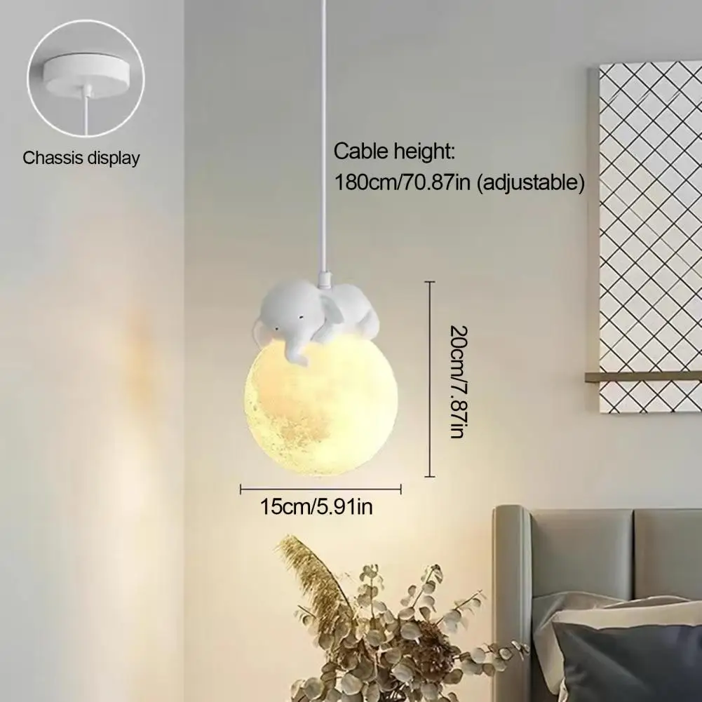 1PC Creative 3D Printing Moon LED Pendant Lamp Bedroom Children's Room Bear Rabbit Restaurant Hanging Lamp Animal Pendant Light