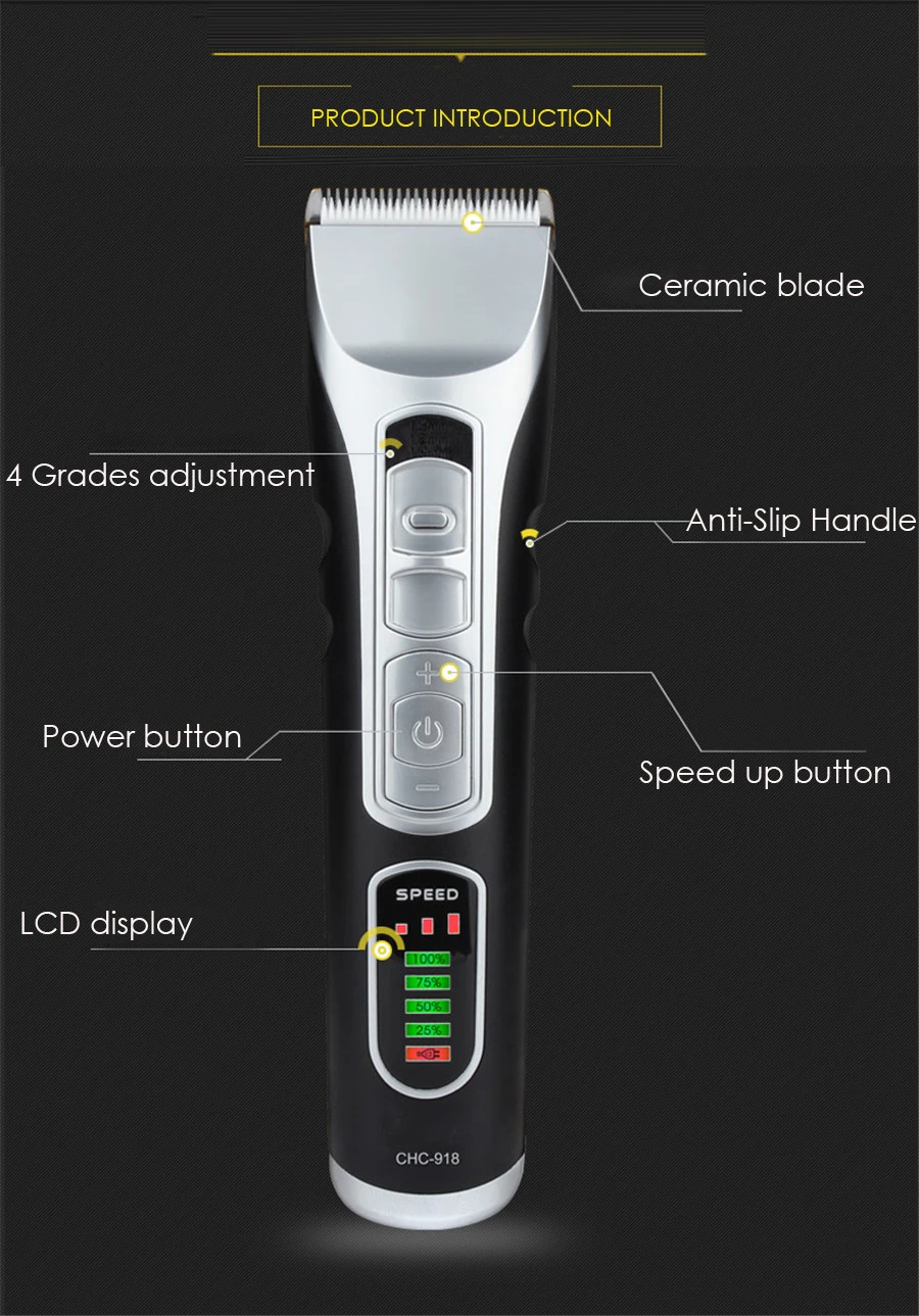 Original CHC918 Hair Clipper Professional Trimmer LCD Display Fast Charge Men Hair Cutting Machine Barber Clipper For Haircut
