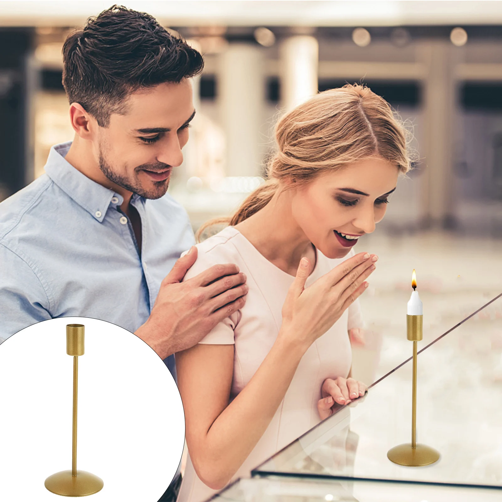 

Christmas Decorations Metal Candlestick Dining Table Ornament Decorative Holder Adornment Golden