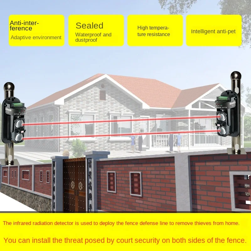 Imagem -04 - Detector de Intrusão Infravermelho Ativo Impermeável Sensor Duplo Feixe Perímetro Exterior Barreira de Parede Cerca para Alarme Gsm ir 10m150m