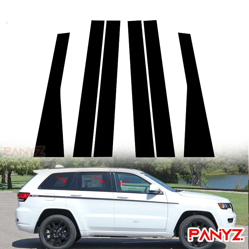 6Pcs Car Door Window Pillar Trim Cover Sticker for Jeep Grand Cherokee 2011 2012 2013 2014 2015 2016 2017 2018 2019 2020 2021