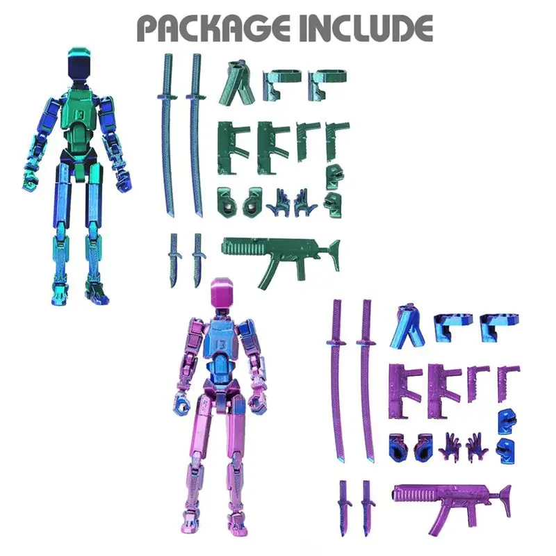 Lucky Mobile Robot T13 Action Figure Set,3D Printed Multi-Jointed,Multi-Articular Desktop Decorations For Game Lover Eco-Fri