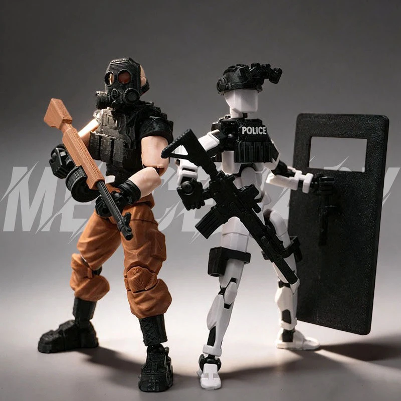 3D Printed Mannequin Dummy Action Figures Multi-Jointed Movable Shapeshift Robot Bandit Police Mercenary Role-play Model Toys