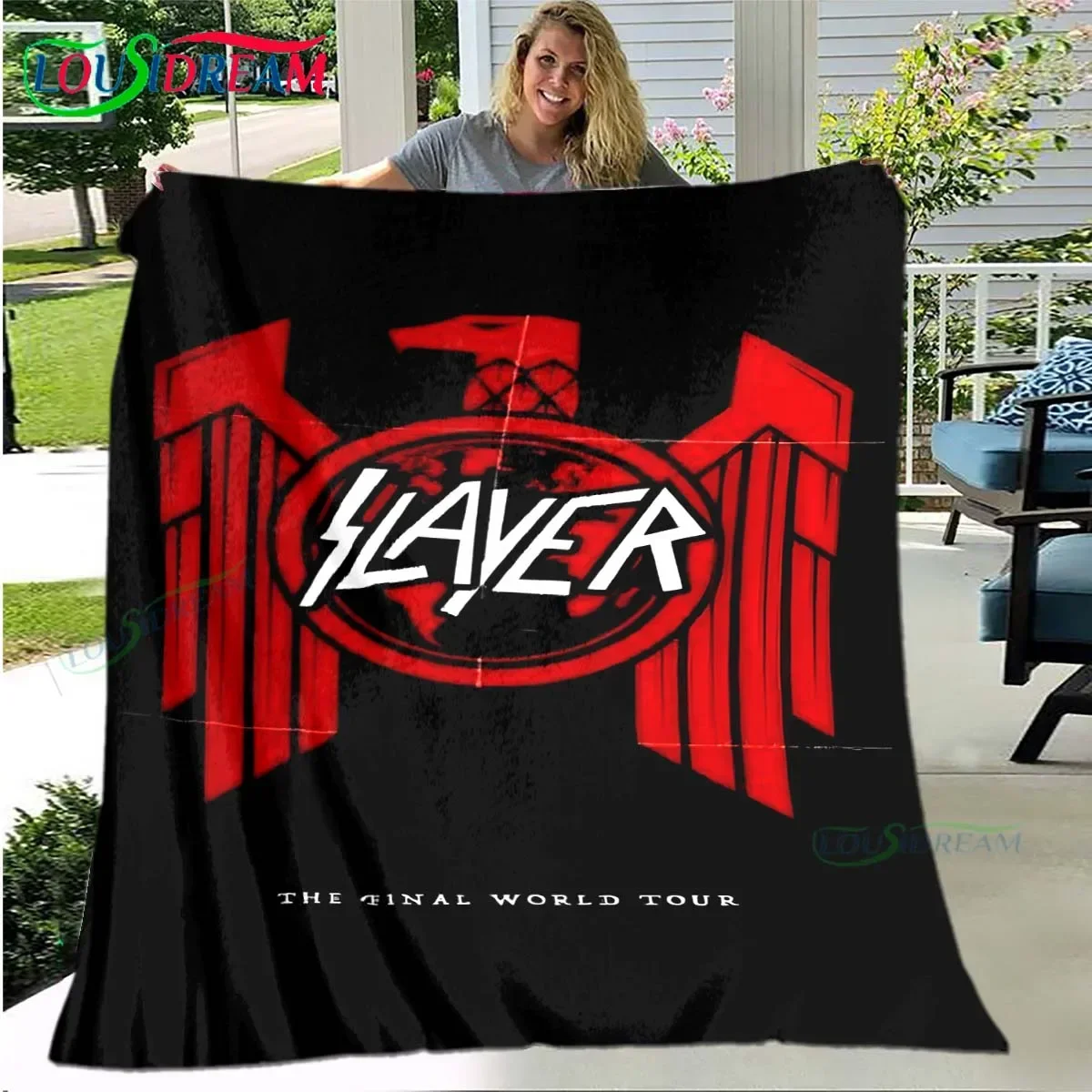 

S-Slayer Band Retro Printed vintage Blanket Flannel Soft Blanket Birthday Gift Portable Picnic Travel Office Blanket