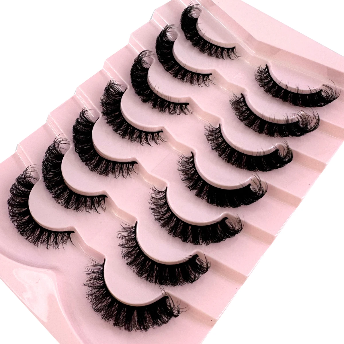 5/7 Paar russische Streifenwimpern, flauschige künstliche Nerzwimpern, Wispy-Wimpern für einen natürlichen Look, dicke, voluminöse künstliche Wimpern, lockige künstliche Wimpern – Detail 17
