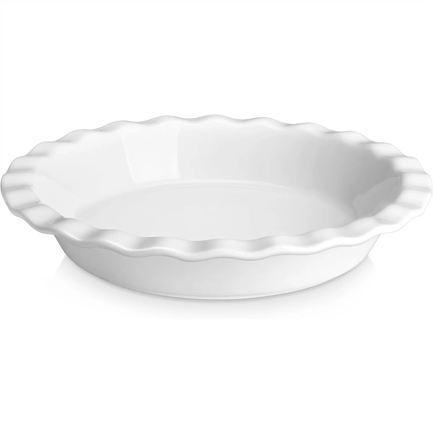 Molde para Pastel de Cerámica de 9 Pulgadas, 40 oz, Acanalado, para Hornear, Plato Profundo para Quiche, Tartas de Manzana