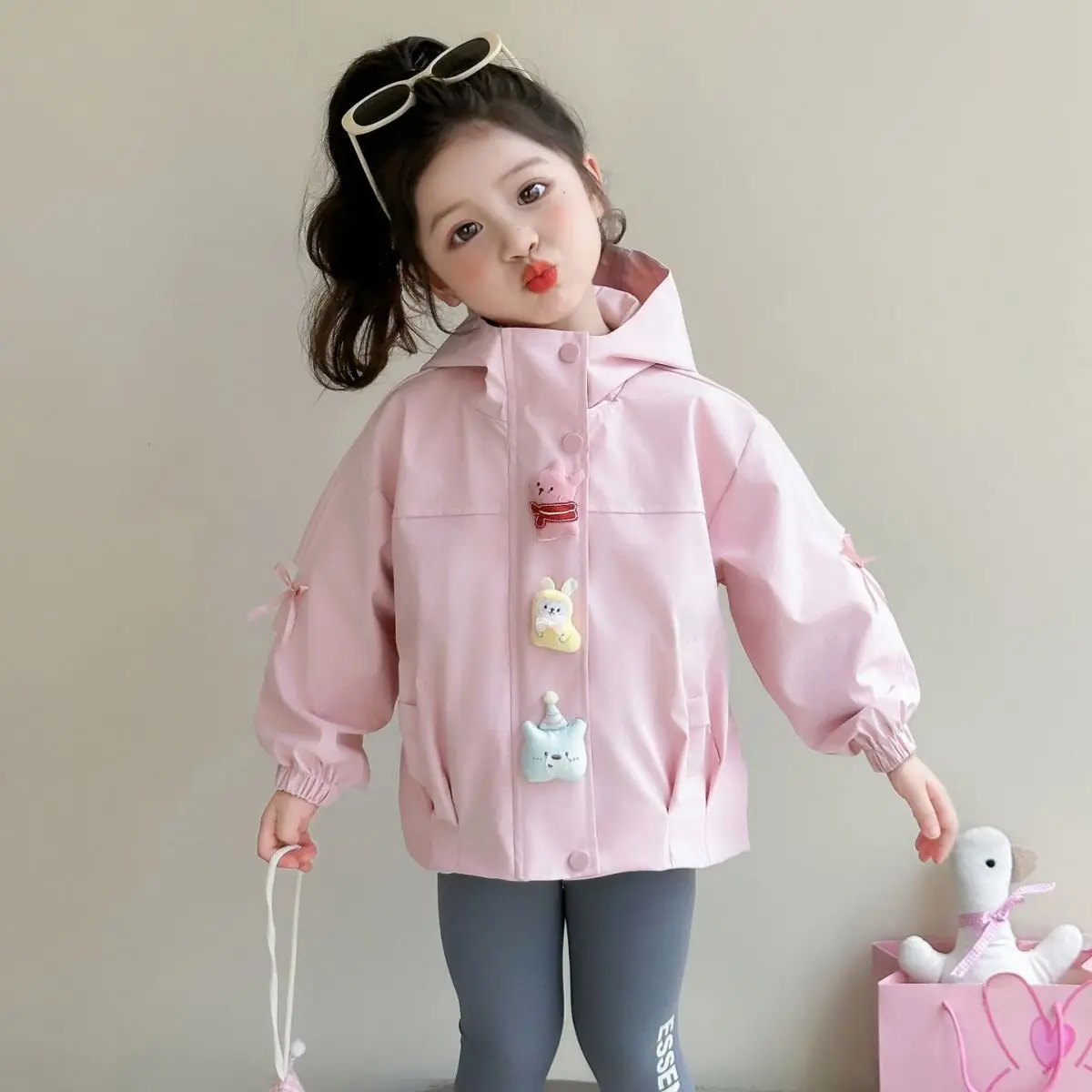 

Spring and Autumn Girls' Windproof Jacket Fashion New Korean Version Children's Hooded Stormtrooper Coat