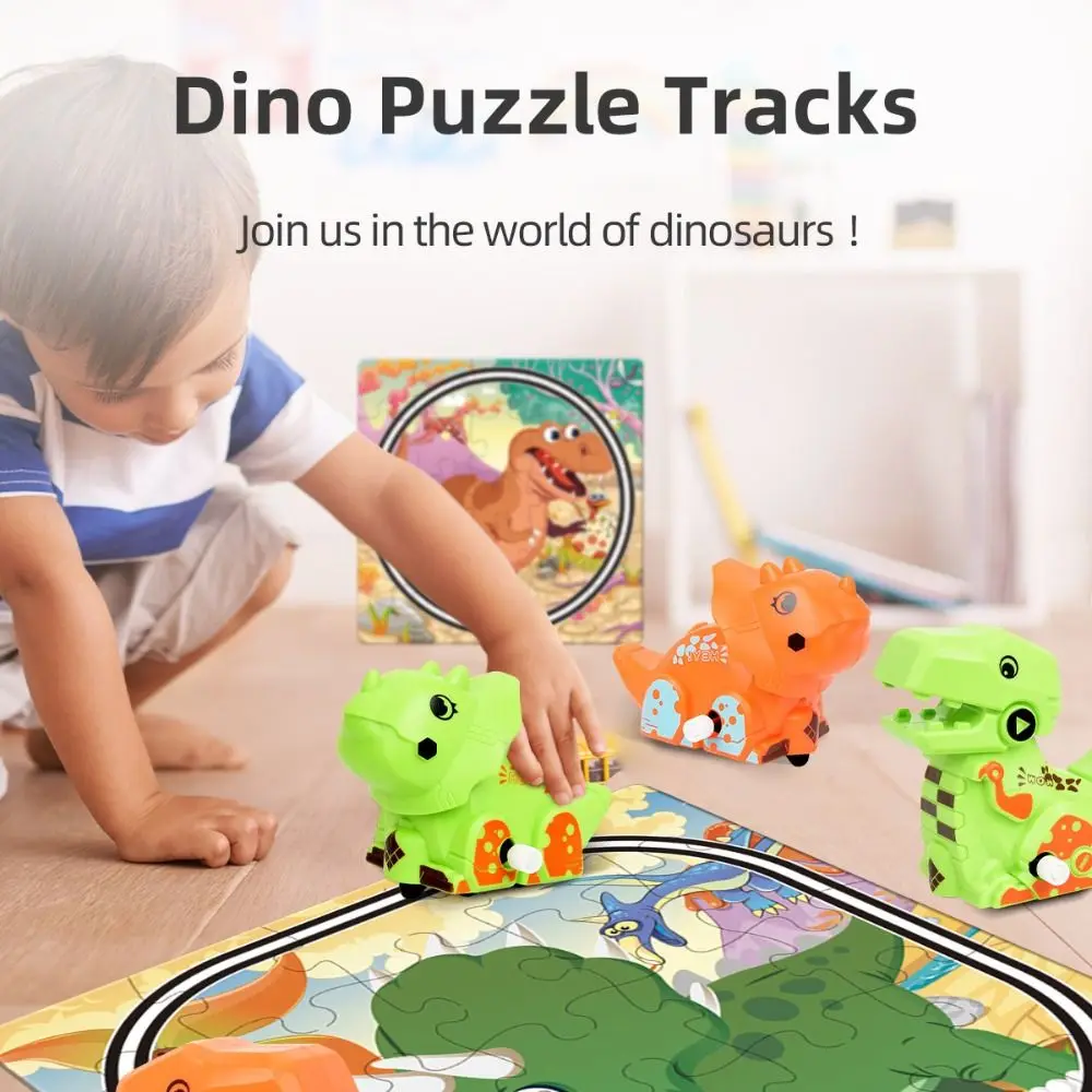 

Plastic Dinosaur Track Car Toys Jigsaw Toys Board Gams Children Inertia Car Montessori DIY DIY Rail Assembled Puzzle