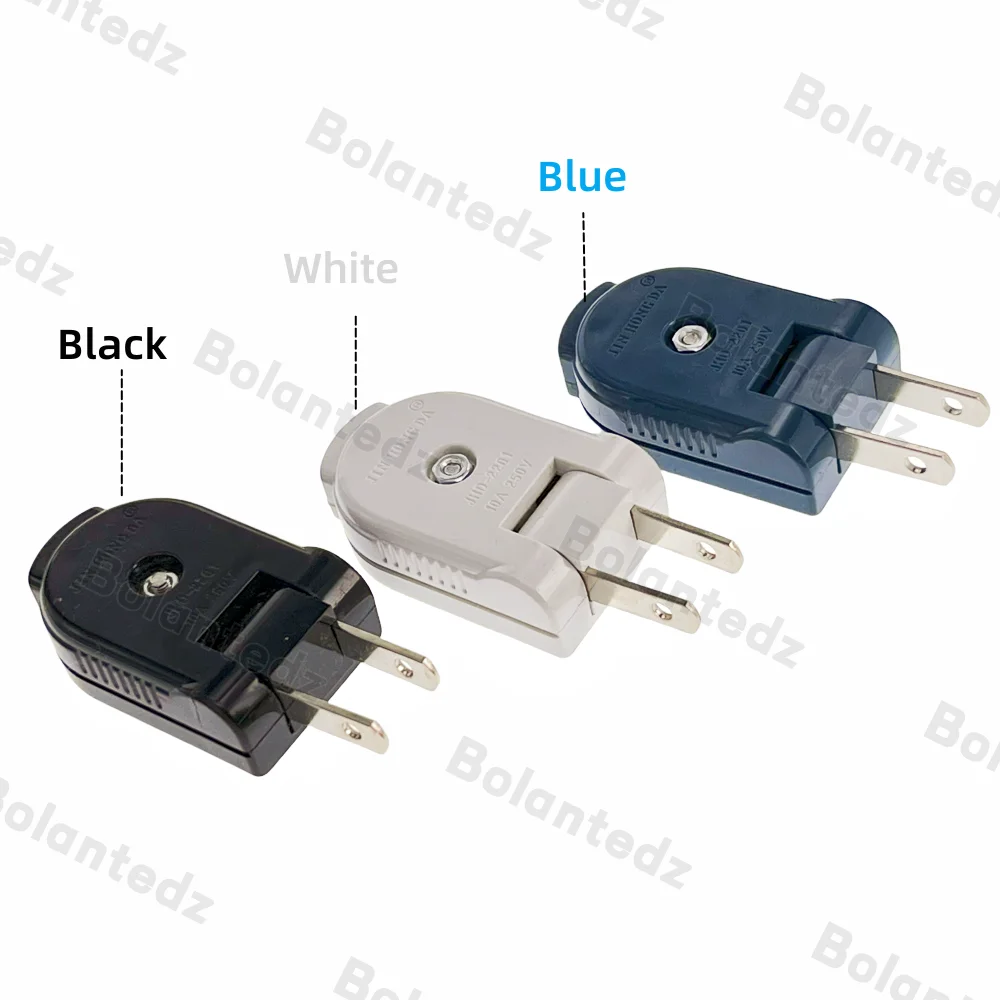 1Set Extension Cord Plug Replacement 2 Prong Electric Plug Rotatable Electrical Plug Extension Cord US Plug
