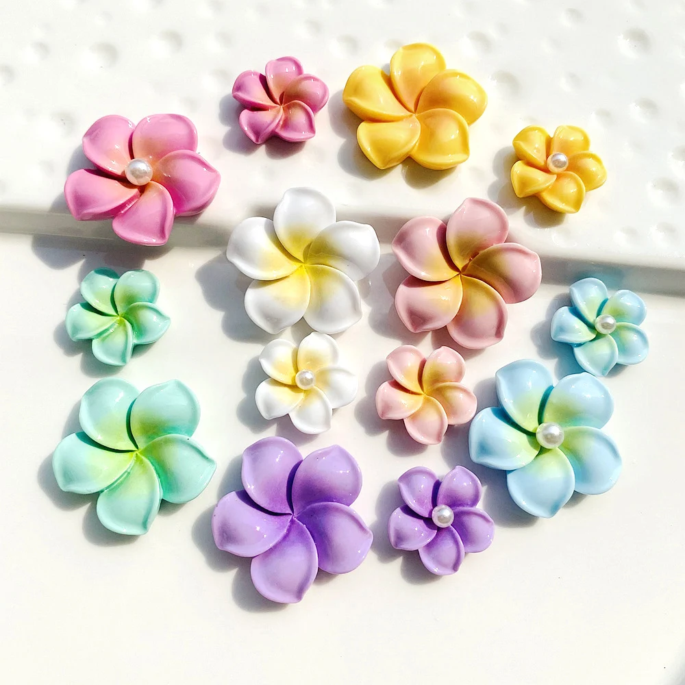 100pcs 19MM/28MM Resin Frangipani/Plumeria (without pearl) Flat Back Cabochon DIY Scrapbook Phone Decor Crafts Embellishment