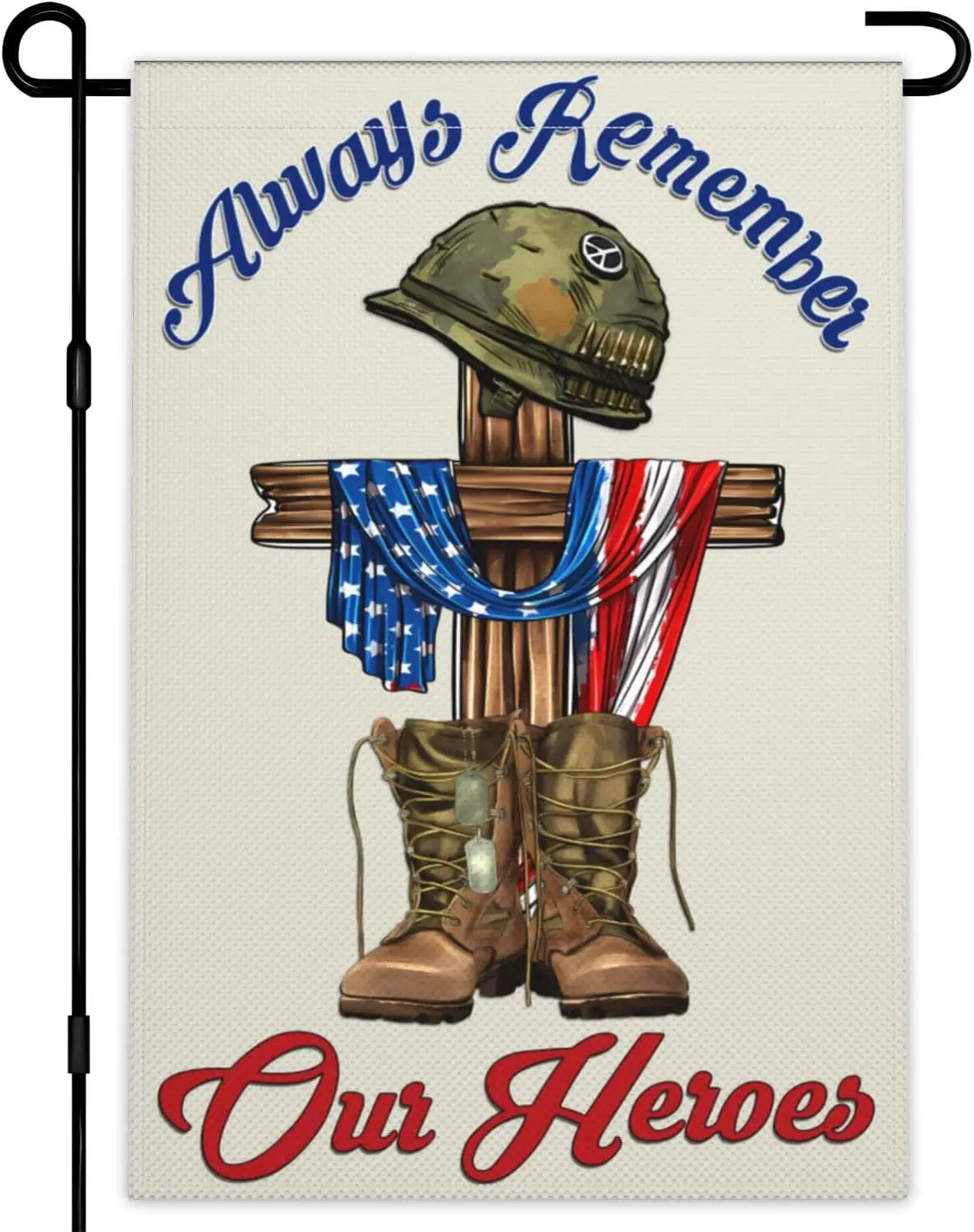 Memorial Day Garden Flag 12x18 Inch Always Remember Our Heroes Garden Flag 3ply Polyester Double Sided 4th of July Independe yyi