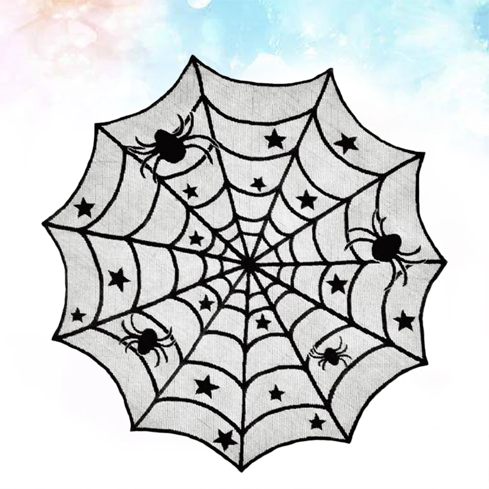 

Halloween Spider Web Tablecloth Lace Table Cover Decor Banner for Party Protect Against Stain Scratch Keep Clean Dining Room