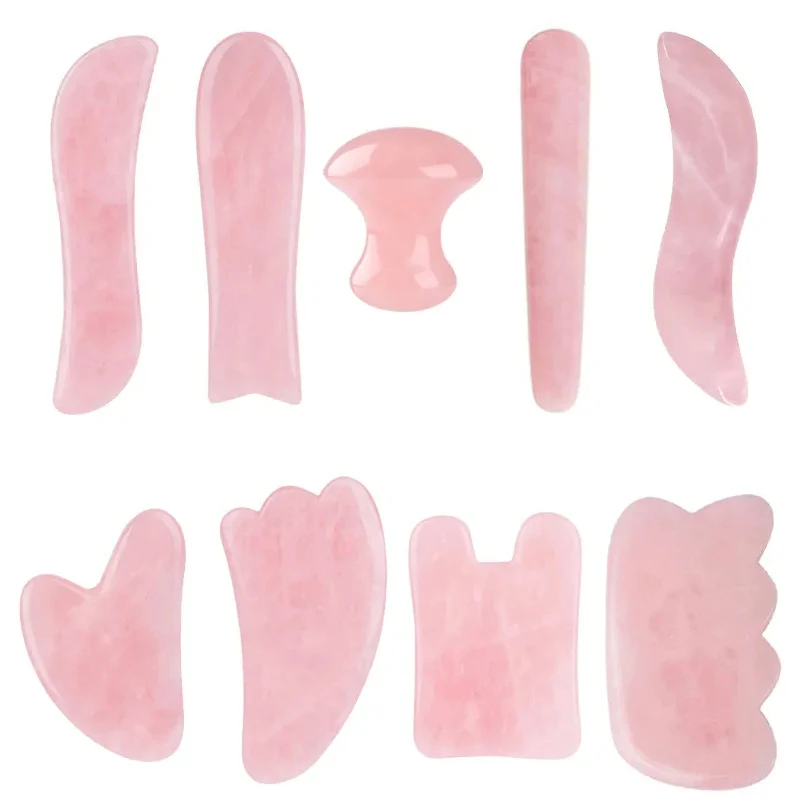 

Natural Rose Quartz Gua Sha Board Gouache Scraper Jade Massager Natural Stone Facial Lift Acupuncture Skin Care Tools