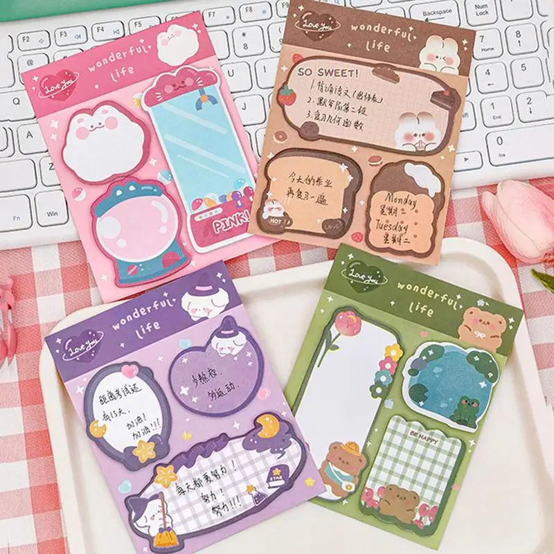 

Animal Sticky Notes Decorative Cartoon Animal-Shaped Sticky Note Pads Notepad Page Markers Flags Tab Supplies For Teachers