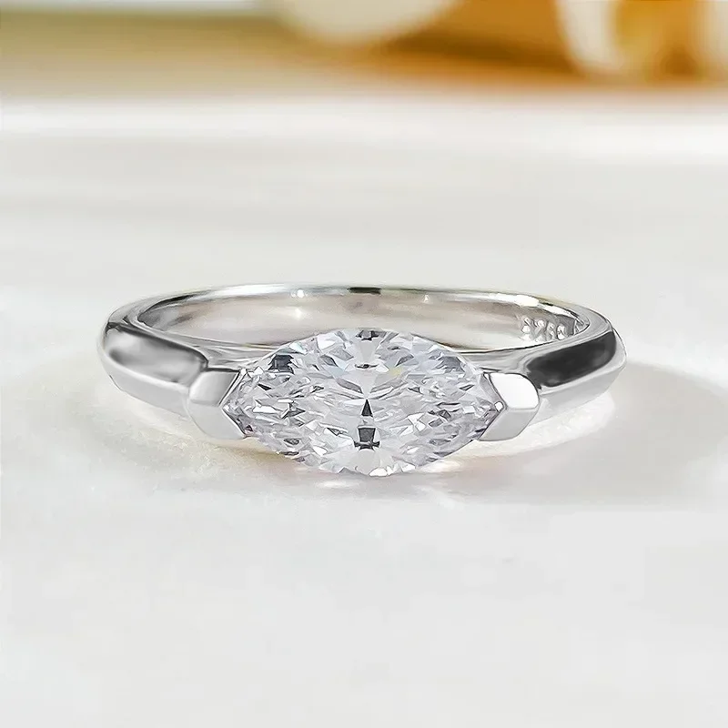 

Shining U S925 Silver Marquisecut High Carbon Dimond Gems Ring for Women Fine Jewelry Summer