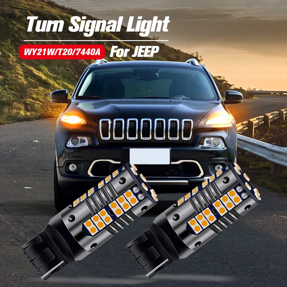 

2pcs LED Turn Signal Light Blub Lamp Canbus No Error WY21W T20 7440A For JEEP Cherokee KL Compass Grand Cherokee 4 Wrangler JL