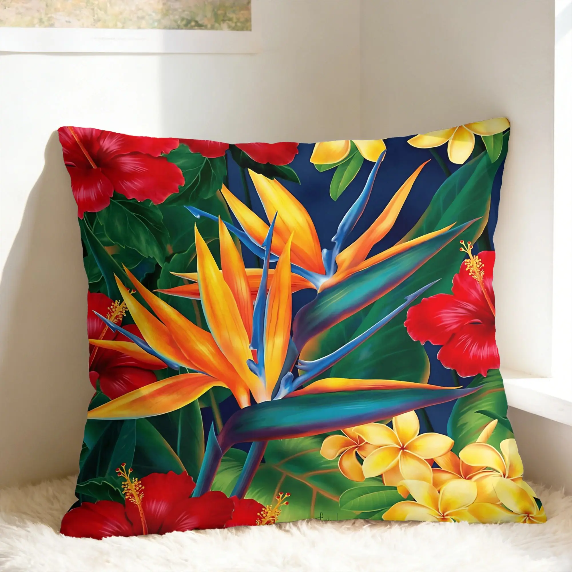 Tropical Floral Pillow Case  Comfy Pillow Cover Morden Pillowcases For Living Room Bed Chair