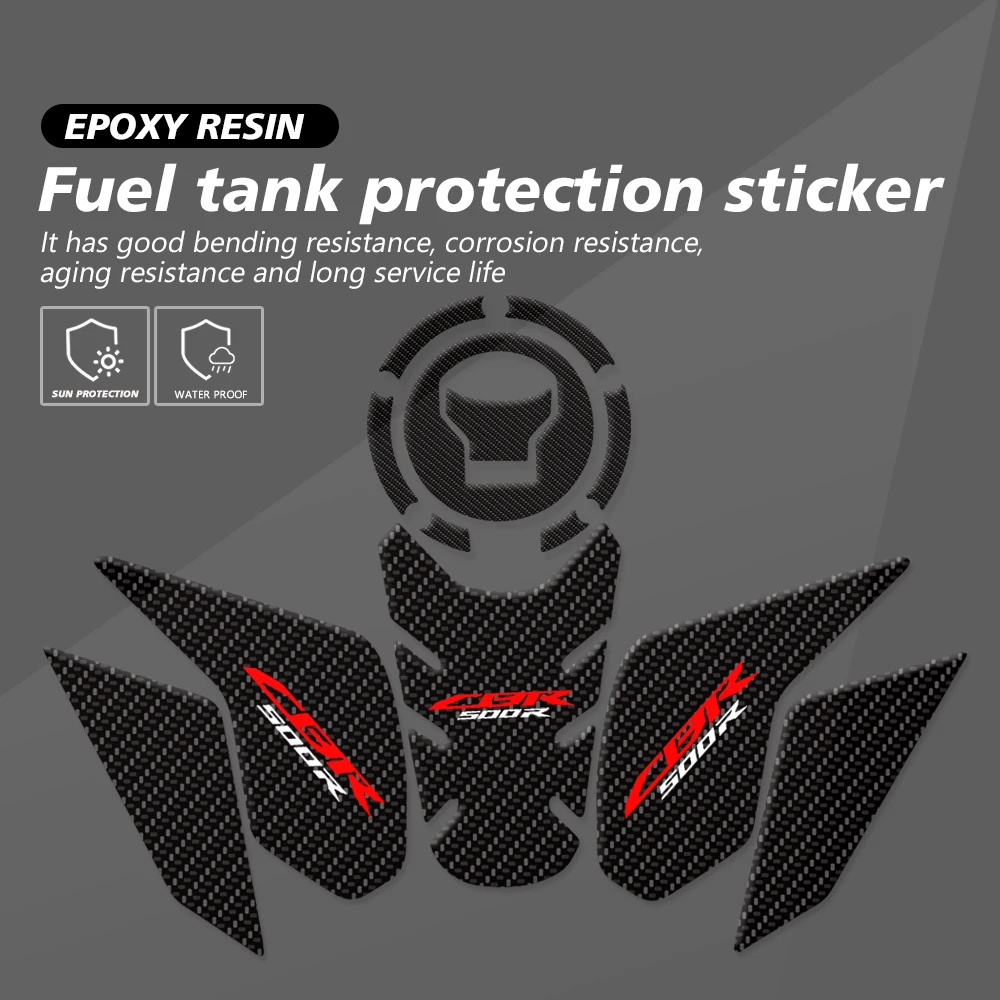 CBR500R 2024 Motorcycle Tank Pad Fit For HONDA CBR 500 R 2019-2023 Transparent Fish Bone Decal Carbon fiber texture