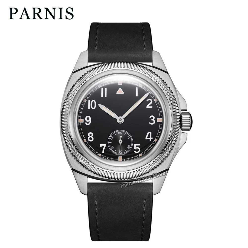 Parnis 41mm Seagull 1701 Automatic Mechanical Men Watch Leather Strap 2024 Year