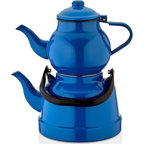 Marbling Metal Enamel Nostalgic Small Size Teapot Set-Blue Color