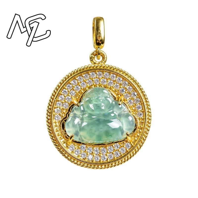 S925 Silver New Natural Real Emerald Maitreya Buddha Pendant Jadeite Necklace Jewelry Charm Designer Luxury Gifts Women Men 5