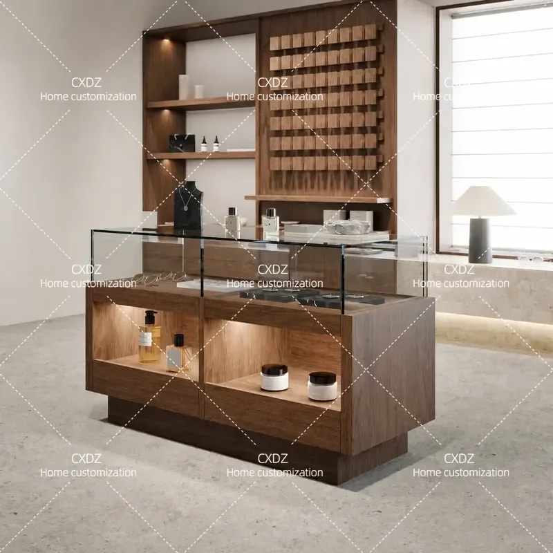 New Chinese Display Cabinet Jewelry Necklace Jewelry Store Jade Boutique Cabinet Tea Store Display Cabinet Simple Nakajima