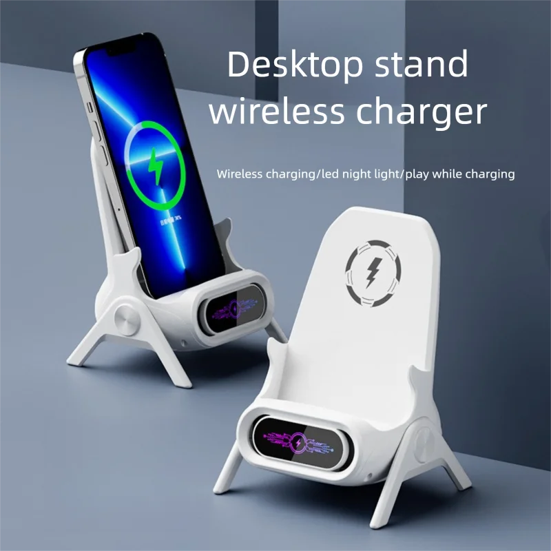 

Desktop Phone Stand 15W Wireless Charger Mini Chair Fast Charging Creative Phone Lazy Holder for IOS Andriod 4-6.9inch screen