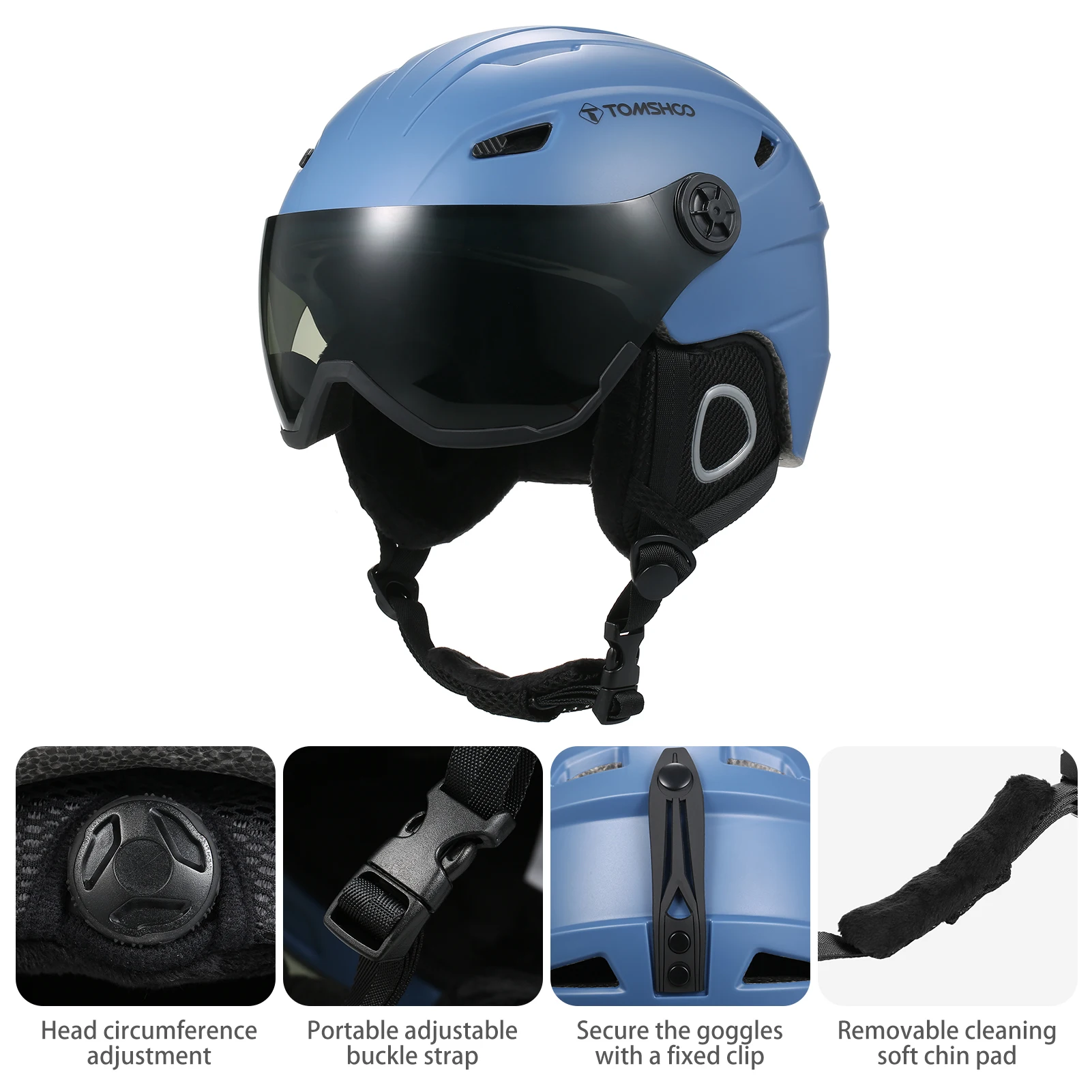 Ski Helm Snowboard Helm Outdoor Snow Sport Helm mit Abnehmbaren Liner und Ohr Pads Schnee Helme mit Goggle Fest Strap