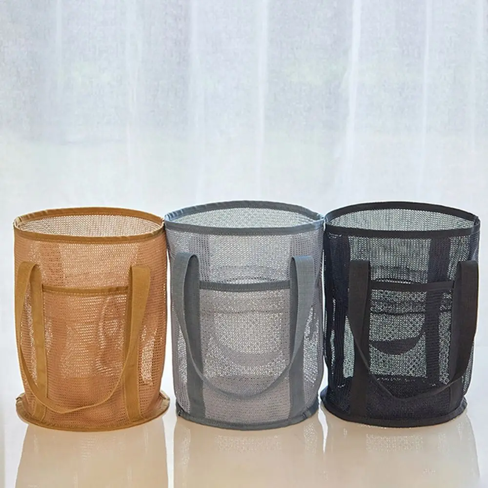 

Large-Capacity Mesh Beach Handbag Snaps Lightweight Travel Wash Tote Bag Drawstring Multi-purpose Beach Toy Baskets Swimming