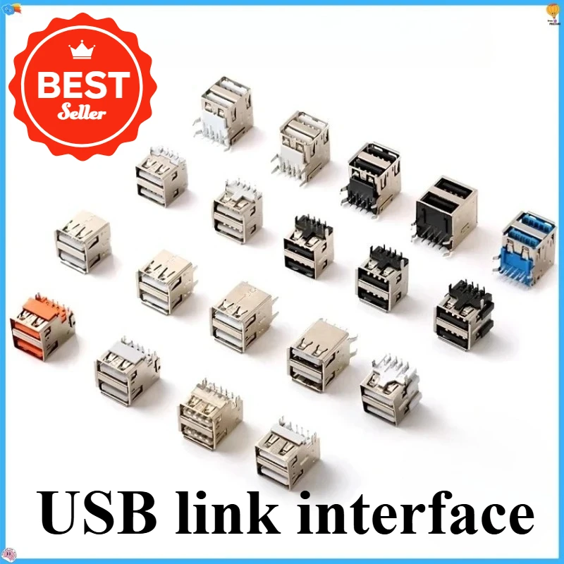 10PCS USB Interface Double-Layer USB Socket Type A Standard Port Male and Female Solder Socket DIP Straight Bent Pin PCB Socket