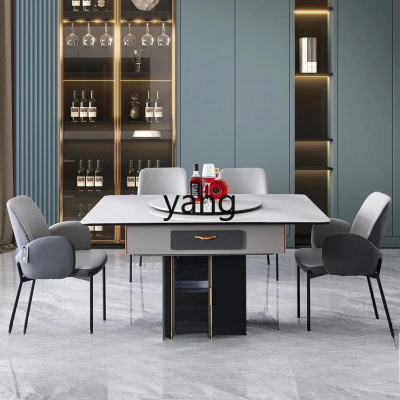 

LMM solid wood mahjong table dining table dual-purpose electric household rock slab dining table integrated