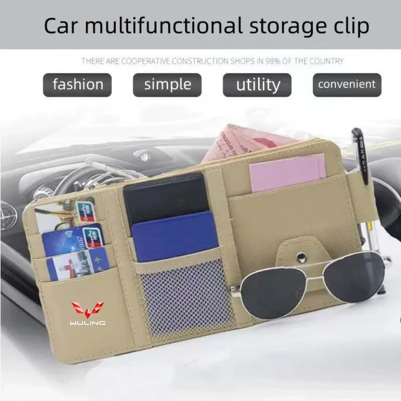 For Wuling almaz Hongguang S Cortez Victory730EV360 Car Sunshade Storage Car Card Bag Creative Car Glasses ID Card Clip Storage