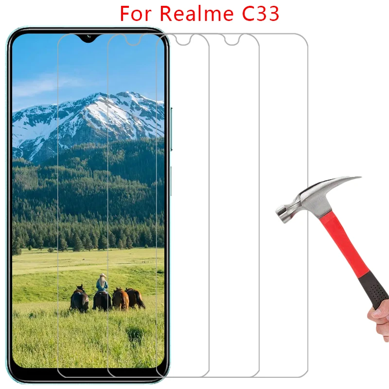 

protective tempered glass for realme c33 screen protector on realmec33 c 33 33c phone film glas realmi real me reali relme reame