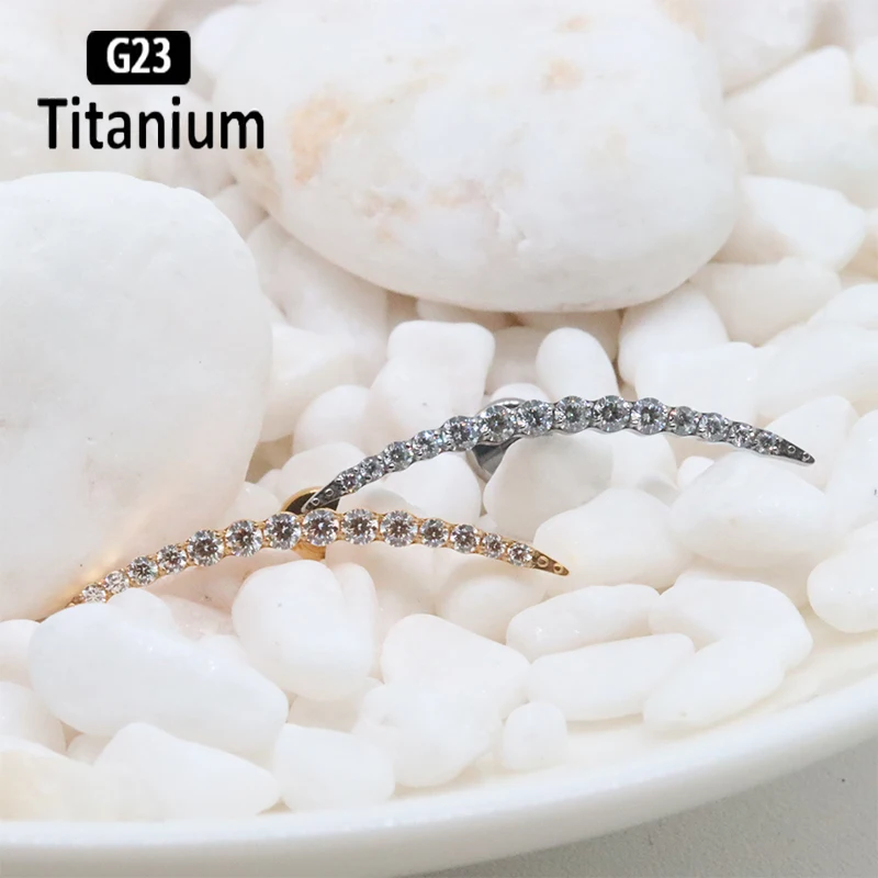 G23 Titanium 16G cartilagine Stud orecchini da donna Piercing al setto zircone falcate lobo dell'orecchio Tragus Helix Lip Rings Labret Jewelry