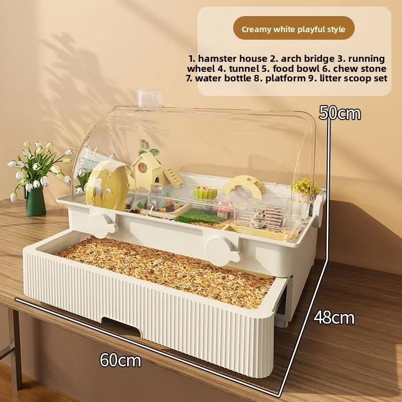 Hamster cage special golden bear oversized luxury villa drawer type 60 basic cage feeding box transparent hamster cage