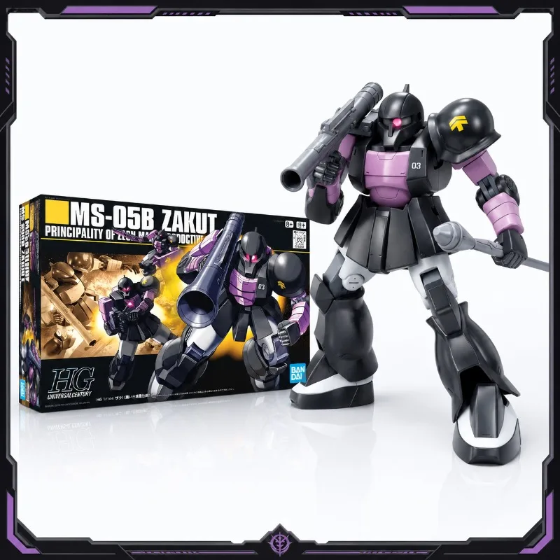 Bandai In-stock Original Gundam HGUC 1/144 MS-05B Zaku I Black Tri-Stars Custom Mobile Suit Model Kit Anime Action Figure Toy
