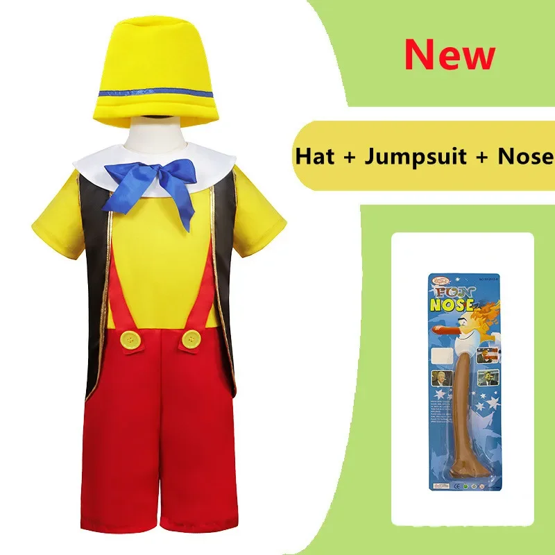 Costume de mascotte Pinocchio pour enfants, vêtements de cosplay, robe de paupières, fête, spectacle sur scène, accessoires surprise d'Halloween