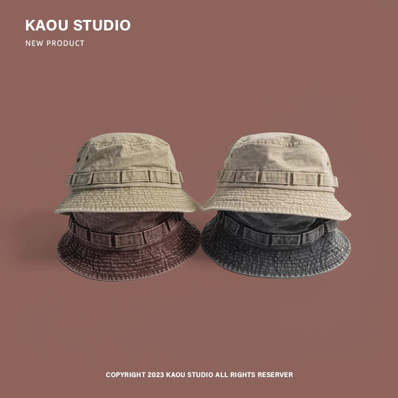 Japanese Retro Original Style Washed Cotton Craft Simple Basin Hat for Men and Women Summer Casual Versatile Sunscreen Basin Cap