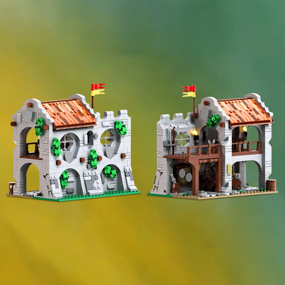 Gobricks MOC Medieval Castle Archers Rest Building Blocks Model Vintage Architecture Series Bricks Assembled Toy Children Gift