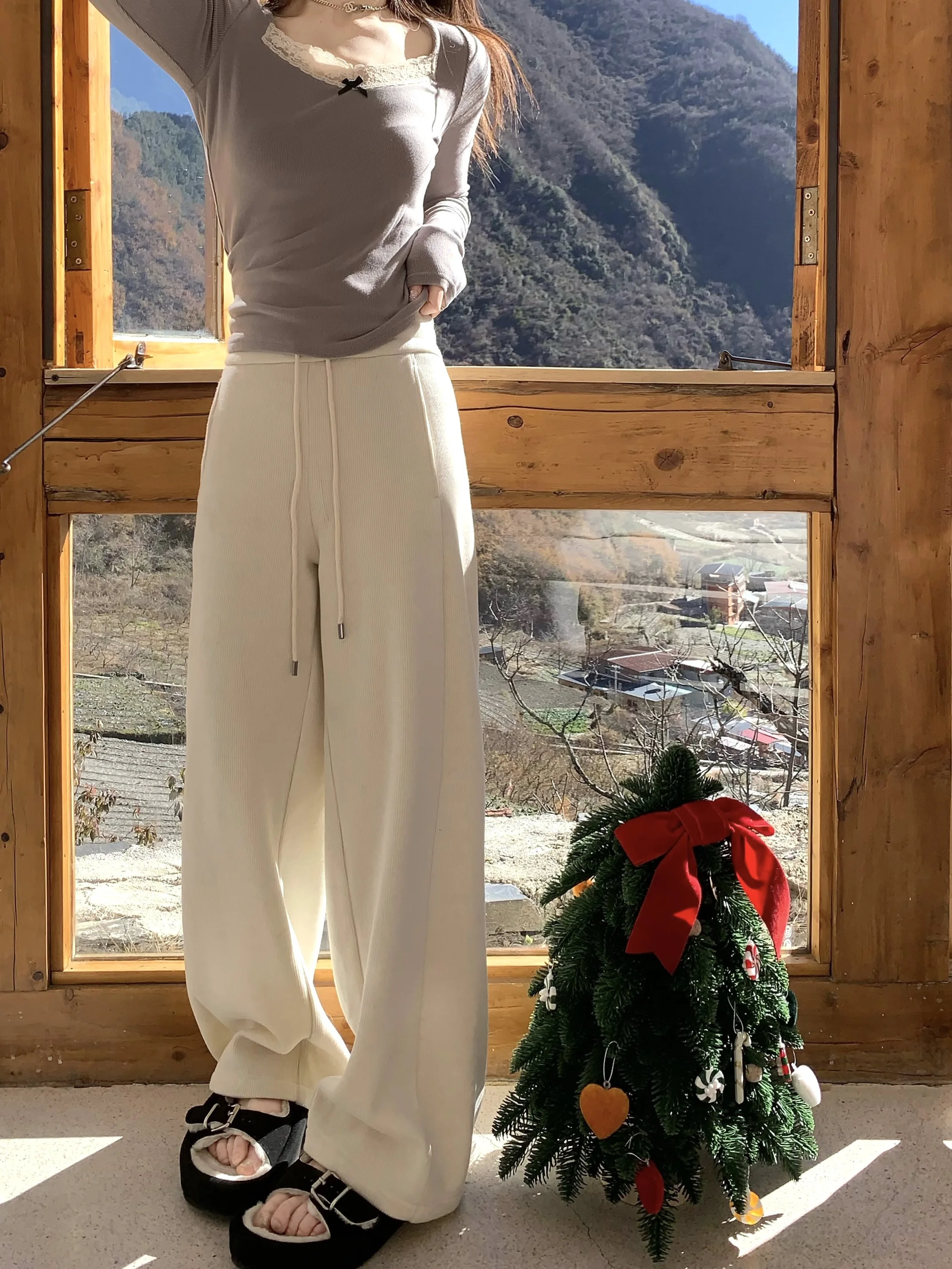 

Женские зимние брюки FancyFairy Thiened Fce, новые, белые, на подкладке, длинные, удобные, прямого кроя