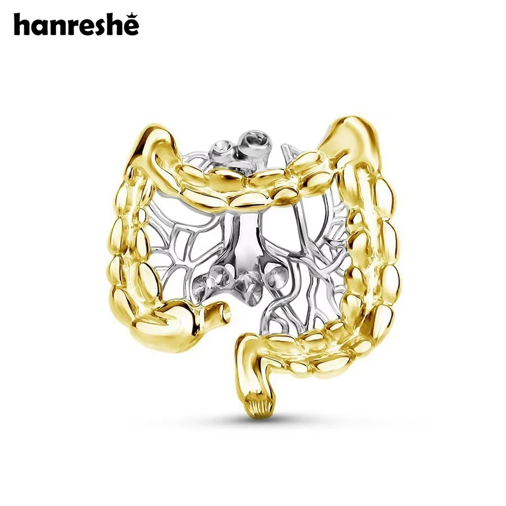 Hanreshe Anatomy Gut Intestine Brooch Medical Gastroenterologist Lapel Badge Pins Jewelry Gift Collection for Doctor Nurse